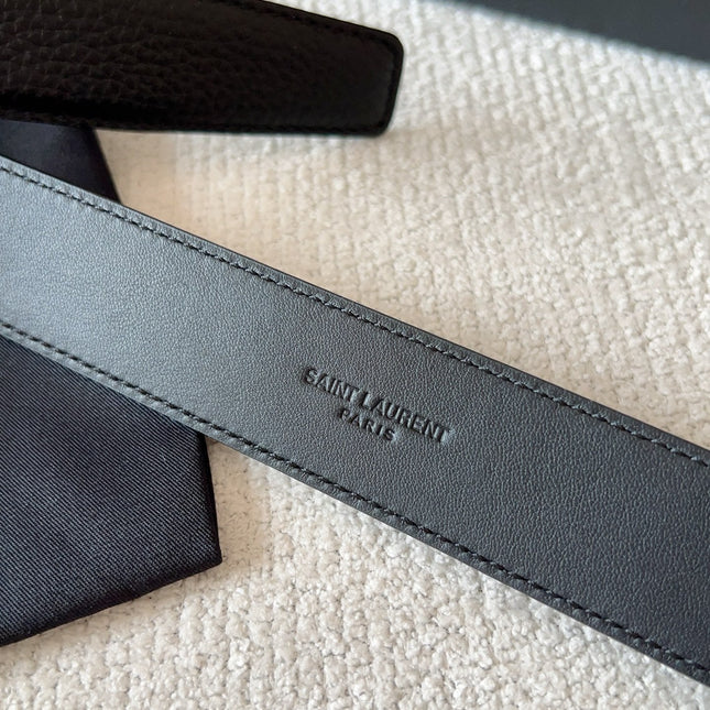 YSL 25S BELT 30 MM IN BLACK CALFSKIN 571015