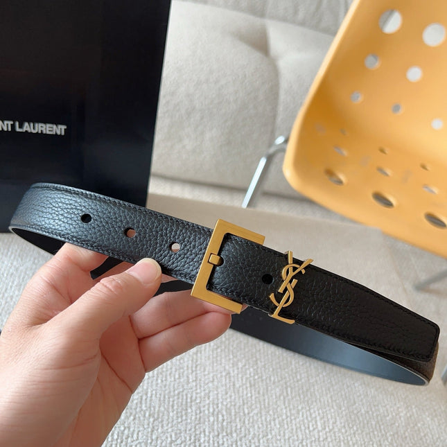 YSL 25S BELT 30 MM IN BLACK CALFSKIN 571015