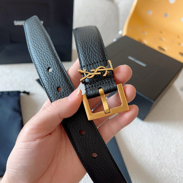 YSL 25S BELT 30 MM IN BLACK CALFSKIN 571015
