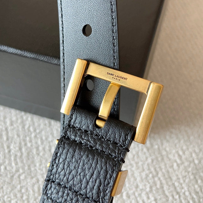 YSL 25S BELT 30 MM IN BLACK CALFSKIN 571015