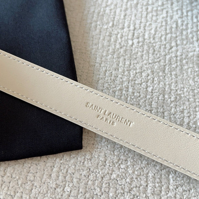 YSL 25S BELT 20 MM IN CREAM WHITE CALFSKIN 571016