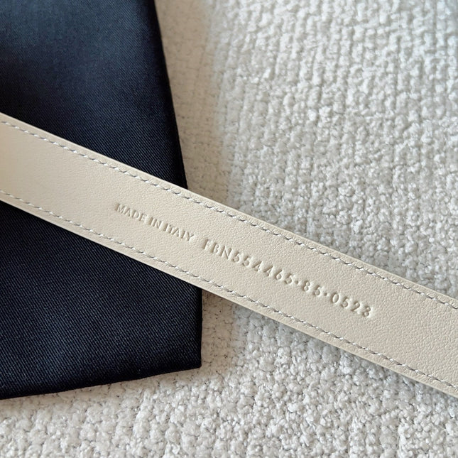 YSL 25S BELT 20 MM IN CREAM WHITE CALFSKIN 571016