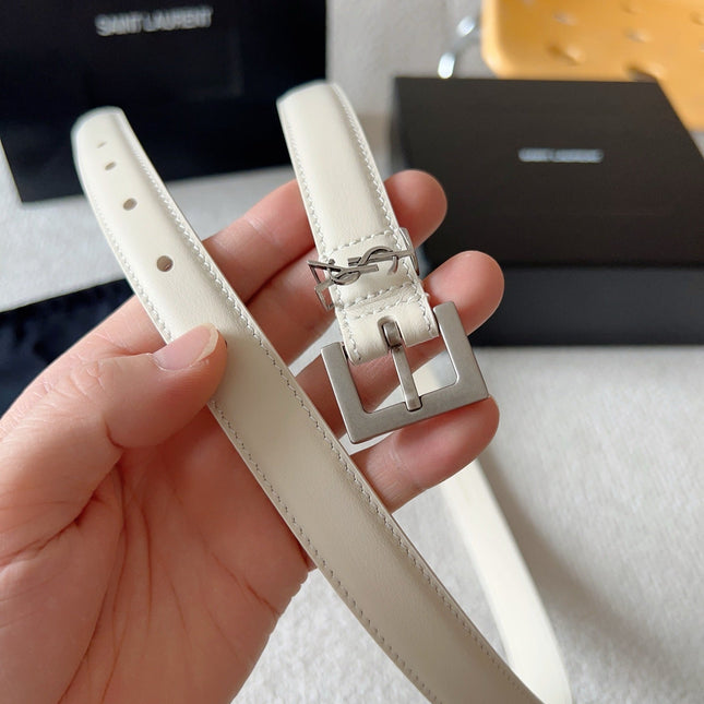 YSL 25S BELT 20 MM IN CREAM WHITE CALFSKIN 571016