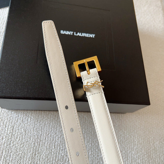 YSL 25S BELT 20 MM IN CREAM WHITE CALFSKIN 571017