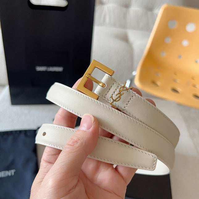 YSL 25S BELT 20 MM IN CREAM WHITE CALFSKIN 571017