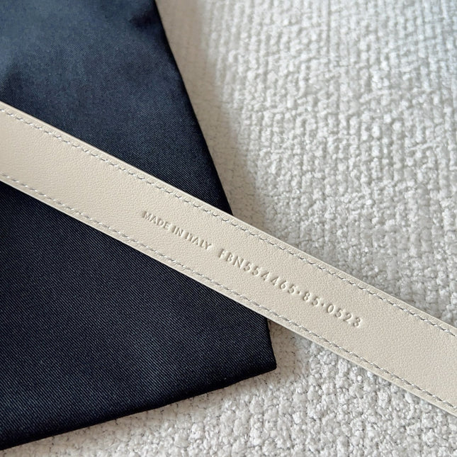 YSL 25S BELT 20 MM IN CREAM WHITE CALFSKIN 571017