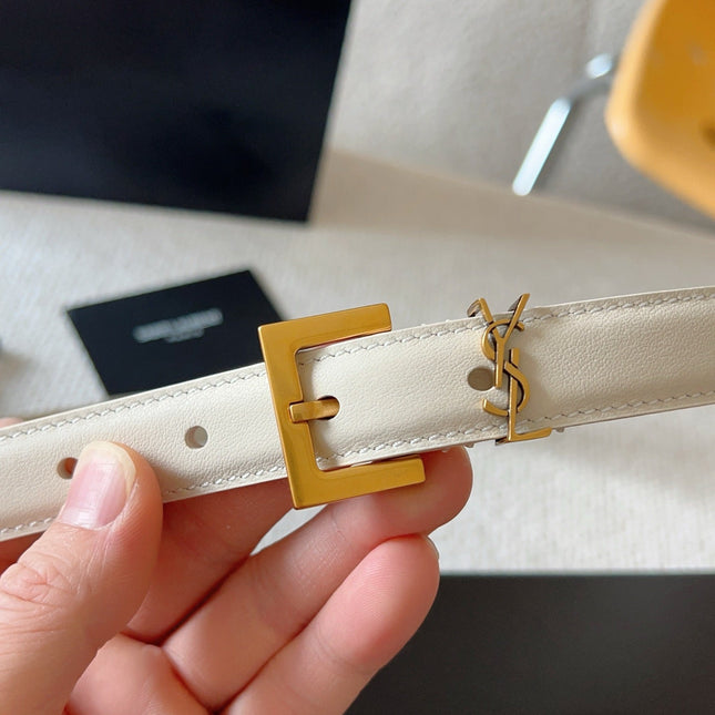YSL 25S BELT 20 MM IN CREAM WHITE CALFSKIN 571017