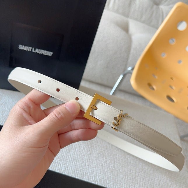 YSL 25S BELT 20 MM IN CREAM WHITE CALFSKIN 571017