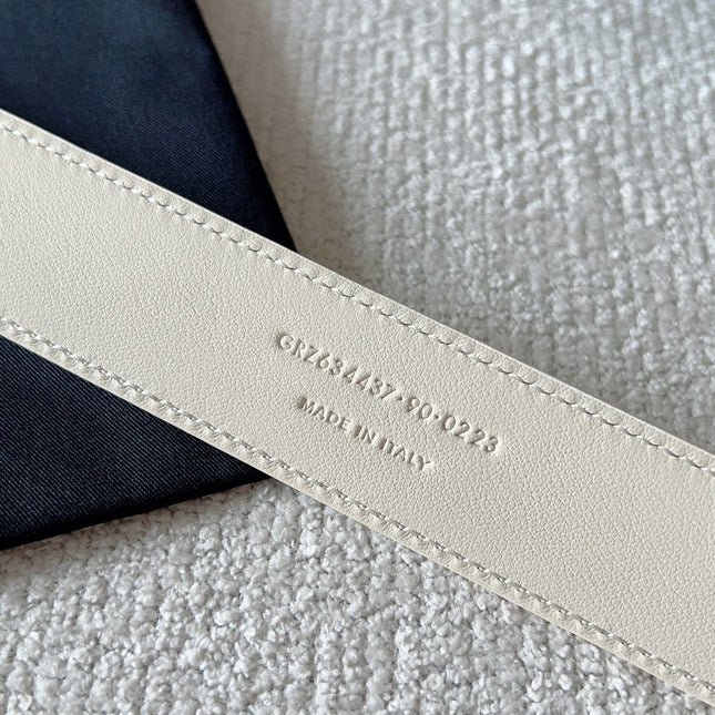 YSL 25S BELT 30 MM IN CREAM WHITE CALFSKIN 571018