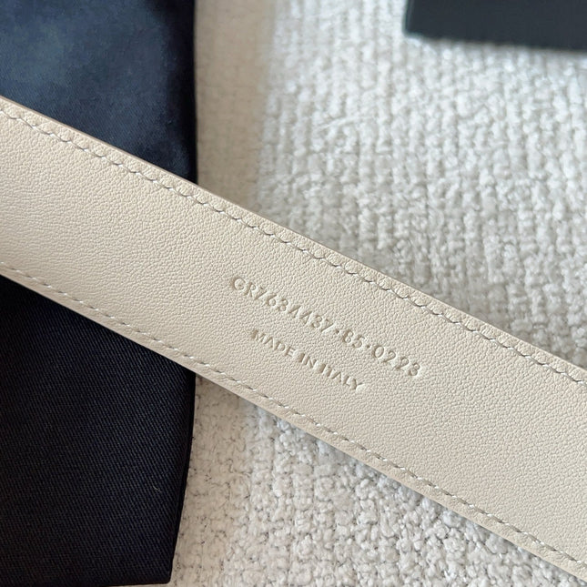 YSL 25S BELT 30 MM IN CREAM WHITE CALFSKIN 571019