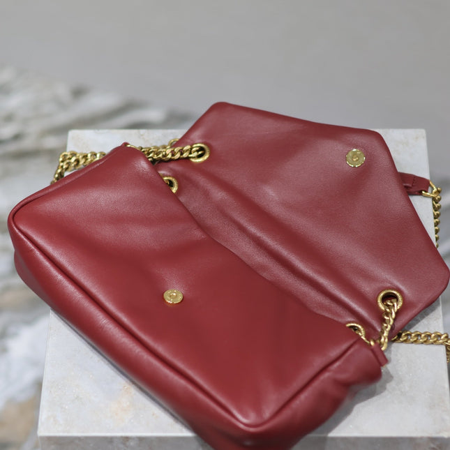 YSL 25S CALYPSO HANDBAG 26 IN BURGUNDY LAMBSKIN GOLD HARDWARE