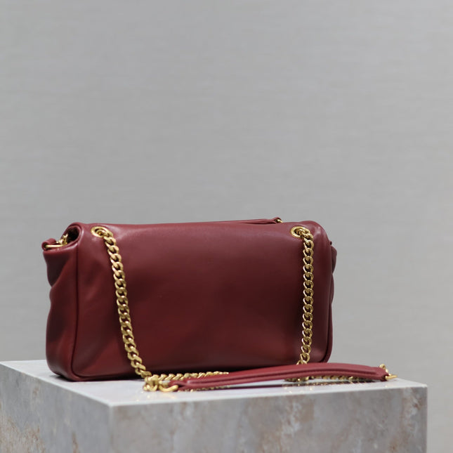 YSL 25S CALYPSO HANDBAG 26 IN BURGUNDY LAMBSKIN GOLD HARDWARE