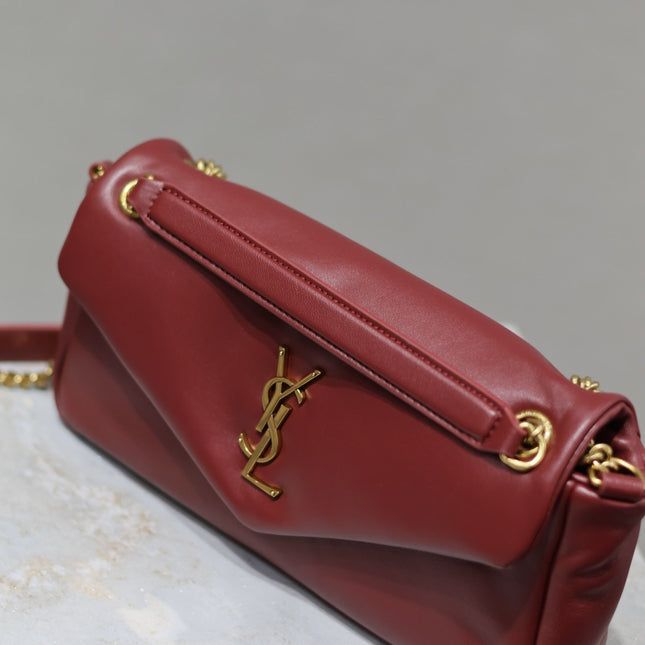 YSL 25S CALYPSO HANDBAG 26 IN BURGUNDY LAMBSKIN GOLD HARDWARE