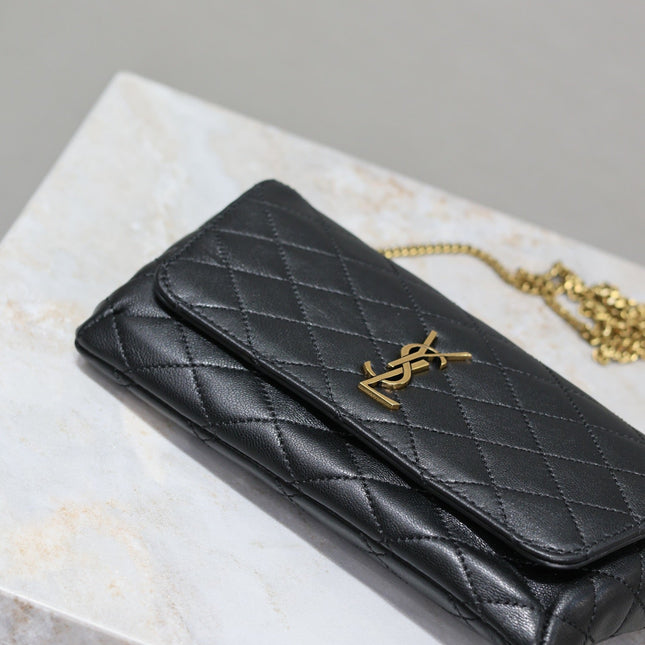 YSL 25S SAINT LAURENT GABY 19 IN BLACK QUILTED CALFSKIN GOLD HARDWARE