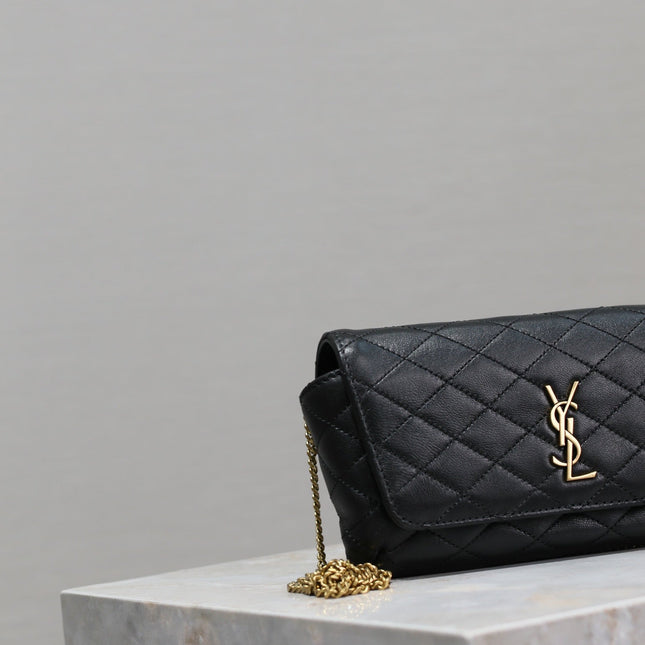 YSL 25S SAINT LAURENT GABY 19 IN BLACK QUILTED CALFSKIN GOLD HARDWARE