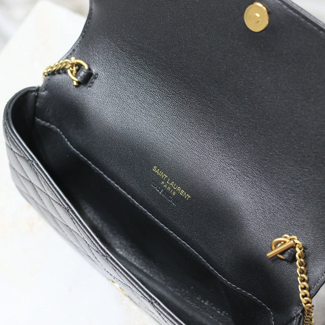 YSL 25S SAINT LAURENT GABY 19 IN BLACK QUILTED CALFSKIN GOLD HARDWARE