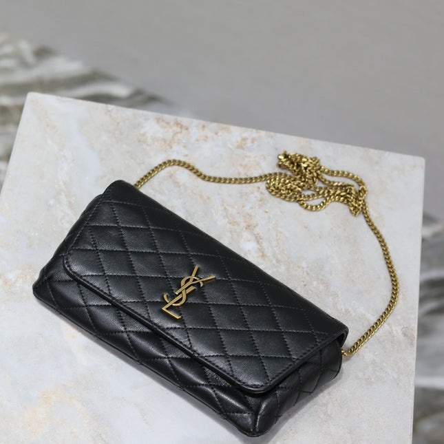 YSL 25S SAINT LAURENT GABY 19 IN BLACK QUILTED CALFSKIN GOLD HARDWARE