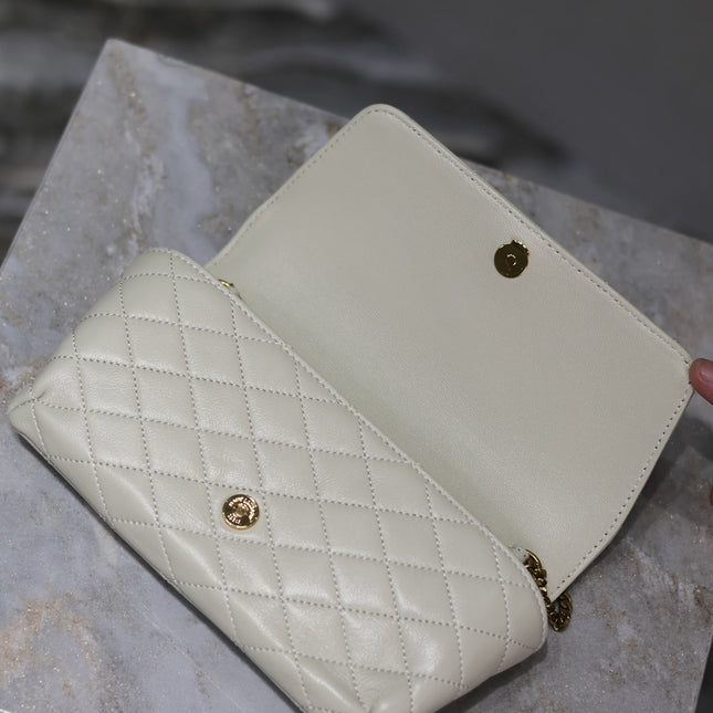 YSL 25S SAINT LAURENT GABY 19 IN BLANC VINTAGE QUILTED CALFSKIN GOLD HARDWARE