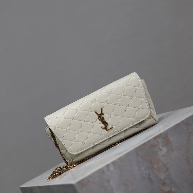 YSL 25S SAINT LAURENT GABY 19 IN BLANC VINTAGE QUILTED CALFSKIN GOLD HARDWARE
