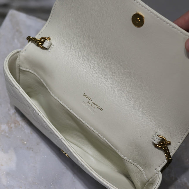 YSL 25S SAINT LAURENT GABY 19 IN BLANC VINTAGE QUILTED CALFSKIN GOLD HARDWARE