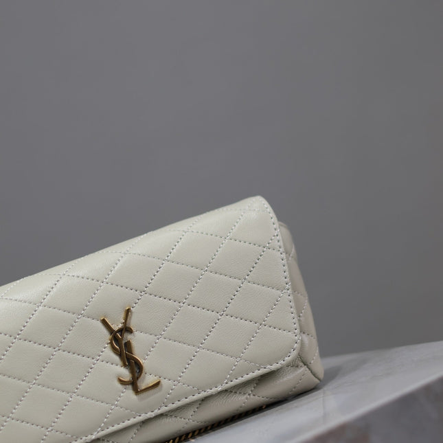 YSL 25S SAINT LAURENT GABY 19 IN BLANC VINTAGE QUILTED CALFSKIN GOLD HARDWARE