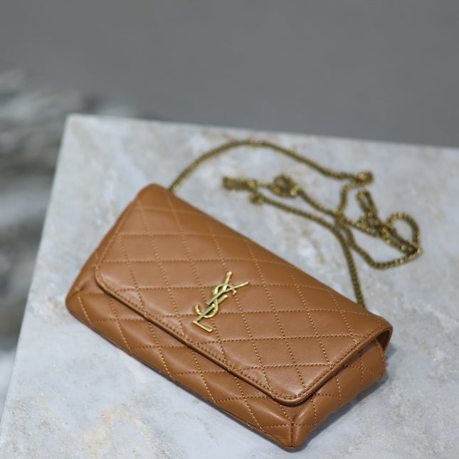YSL 25S SAINT LAURENT GABY 19 IN FOX QUILTED CALFSKIN GOLD HARDWARE