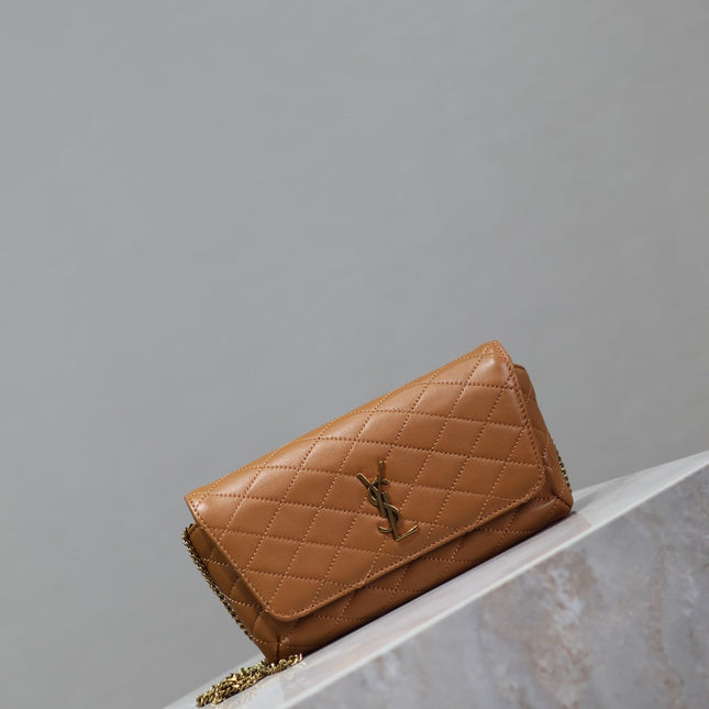 YSL 25S SAINT LAURENT GABY 19 IN FOX QUILTED CALFSKIN GOLD HARDWARE