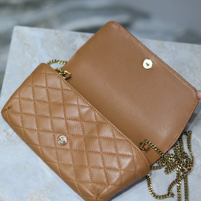 YSL 25S SAINT LAURENT GABY 19 IN FOX QUILTED CALFSKIN GOLD HARDWARE