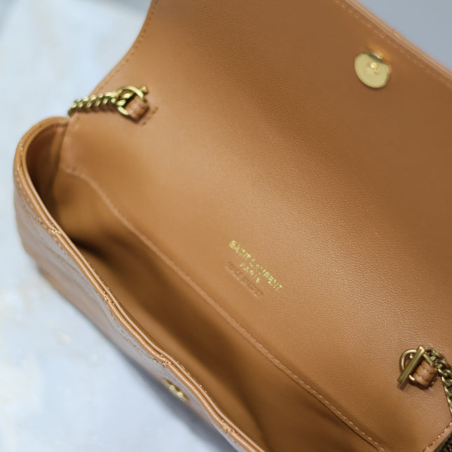 YSL 25S SAINT LAURENT GABY 19 IN FOX QUILTED CALFSKIN GOLD HARDWARE