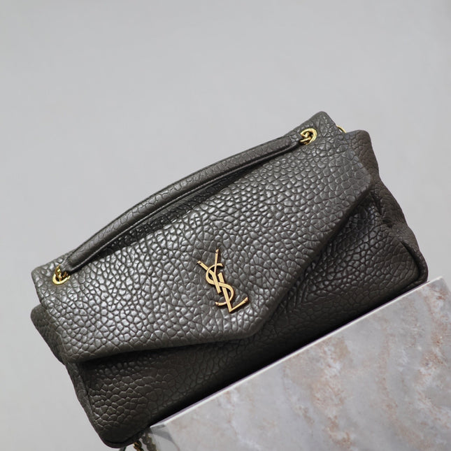 YSL 25S CALYPSO BAG 38 IN ARMY GREEN GRAINED LAMBSKIN GOLD HARDWARE
