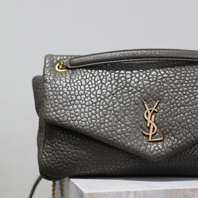 YSL 25S CALYPSO BAG 38 IN ARMY GREEN GRAINED LAMBSKIN GOLD HARDWARE
