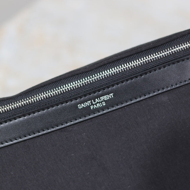 YSL 25S CLASSIC CROSSBODY BAG 26 IN BLACK CANVAS SILVER HARDWARE