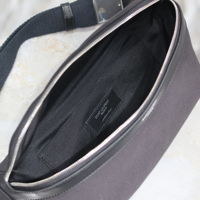 YSL 25S CLASSIC CROSSBODY BAG 26 IN BLACK CANVAS SILVER HARDWARE