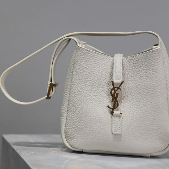 YSL 25S LE 5 À 7 BAG 16 IN BLANC VINTAGE GRAINED CALFSKIN GOLD HARDWARE