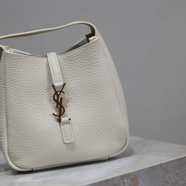 YSL 25S LE 5 À 7 BAG 16 IN BLANC VINTAGE GRAINED CALFSKIN GOLD HARDWARE