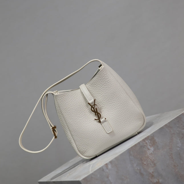 YSL 25S LE 5 À 7 BAG 16 IN BLANC VINTAGE GRAINED CALFSKIN GOLD HARDWARE