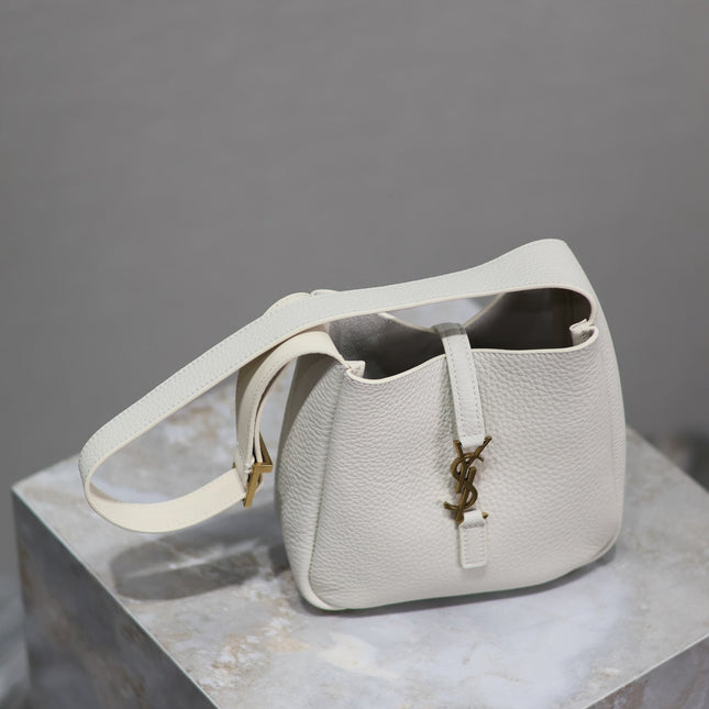 YSL 25S LE 5 À 7 BAG 16 IN BLANC VINTAGE GRAINED CALFSKIN GOLD HARDWARE