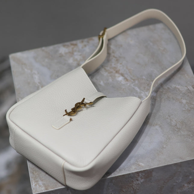 YSL 25S LE 5 À 7 BAG 16 IN BLANC VINTAGE GRAINED CALFSKIN GOLD HARDWARE