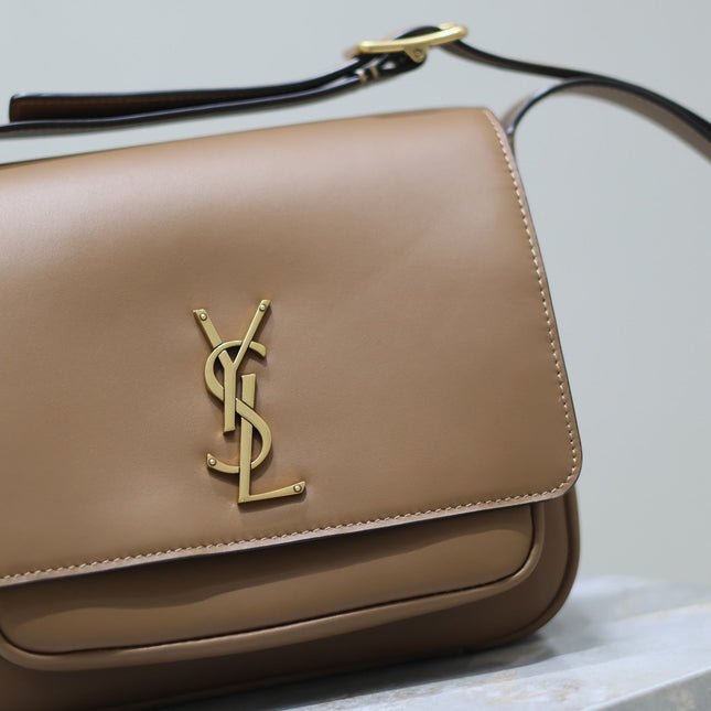 YSL 25S NIKI BABY 22 IN BROWN CALFSKIN GOLD HARDWARE