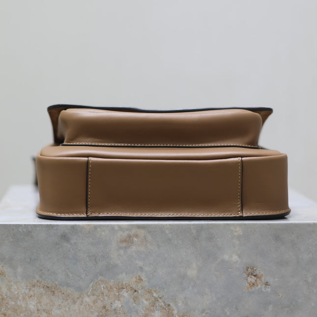 YSL 25S NIKI BABY 22 IN BROWN CALFSKIN GOLD HARDWARE