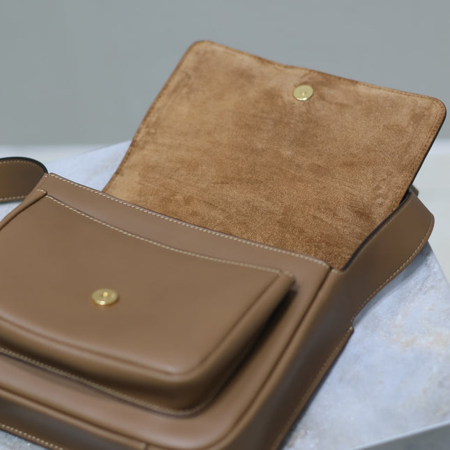 YSL 25S NIKI BABY 22 IN BROWN CALFSKIN GOLD HARDWARE
