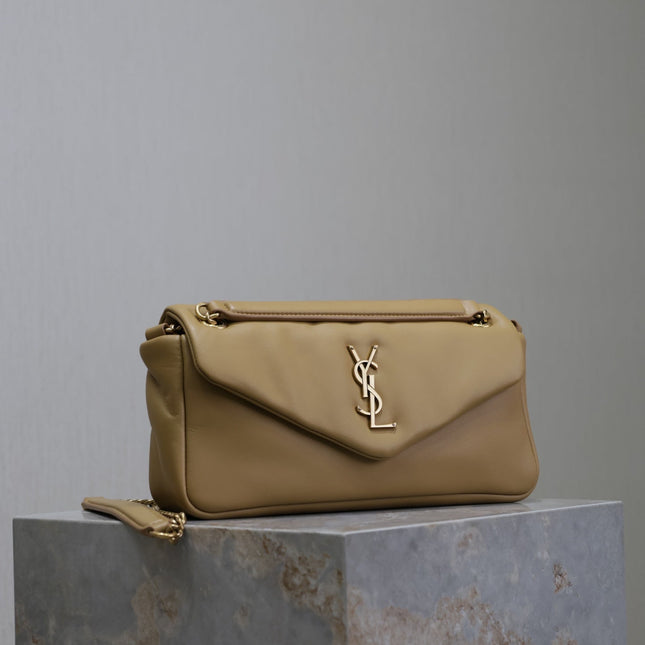 YSL 25S CALYPSO HANDBAG 26 IN LIGHT BROWN LAMBSKIN GOLD HARDWARE