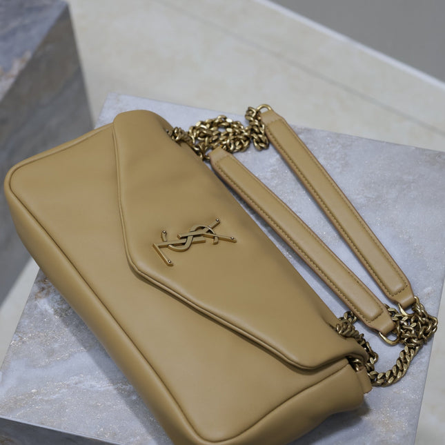 YSL 25S CALYPSO HANDBAG 26 IN LIGHT BROWN LAMBSKIN GOLD HARDWARE