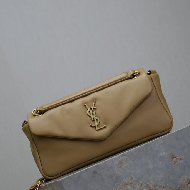 YSL 25S CALYPSO HANDBAG 26 IN LIGHT BROWN LAMBSKIN GOLD HARDWARE
