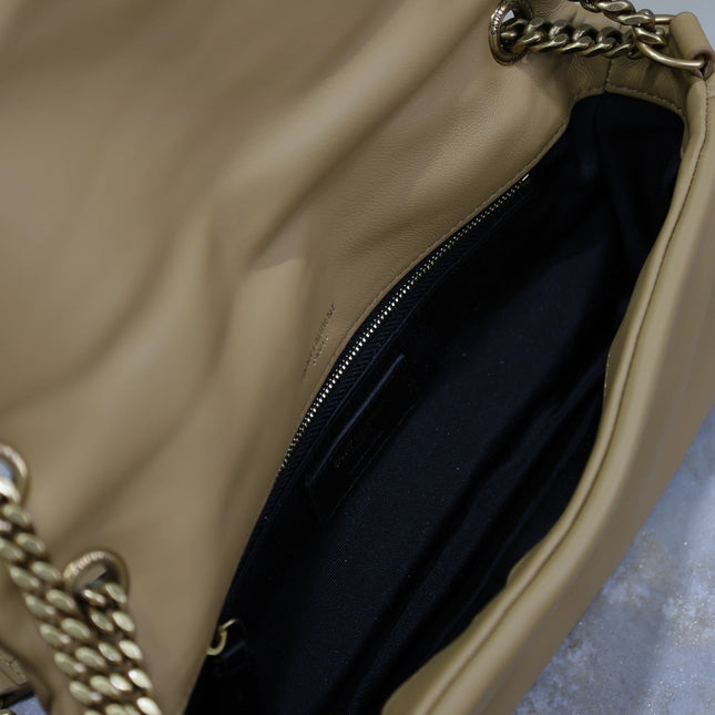 YSL 25S CALYPSO HANDBAG 26 IN LIGHT BROWN LAMBSKIN GOLD HARDWARE