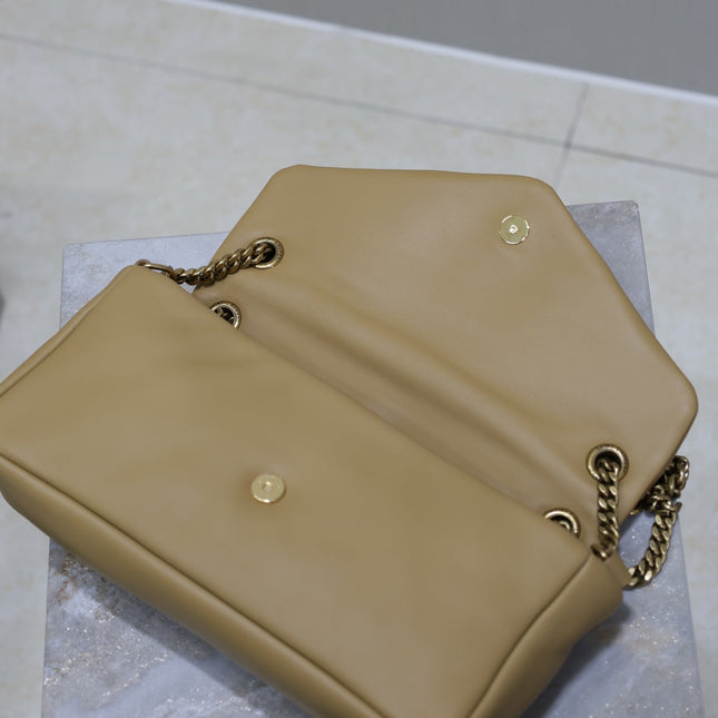 YSL 25S CALYPSO HANDBAG 26 IN LIGHT BROWN LAMBSKIN GOLD HARDWARE