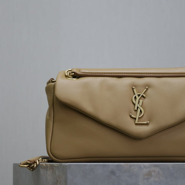 YSL 25S CALYPSO HANDBAG 26 IN LIGHT BROWN LAMBSKIN GOLD HARDWARE