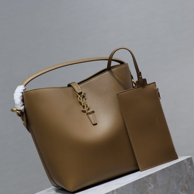 YSL 25S LE 5 À 7 BAG 26 IN BROWN CALFSKIN GOLD HARDWARE