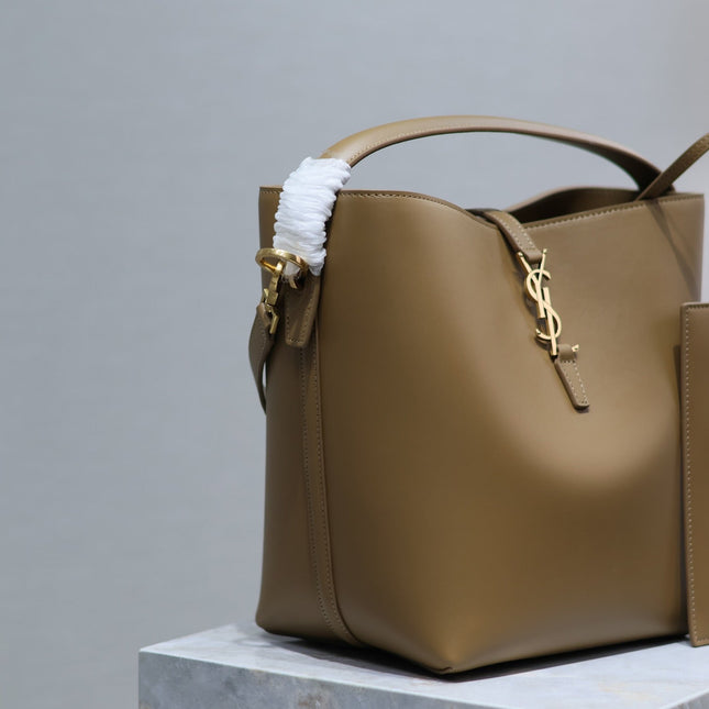 YSL 25S LE 5 À 7 BAG 26 IN BROWN CALFSKIN GOLD HARDWARE
