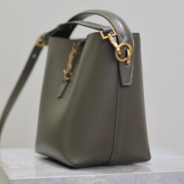 YSL 25S LE 37 MINI 20 IN DARK OLIVE CALFSKIN GOLD HARDWARE
